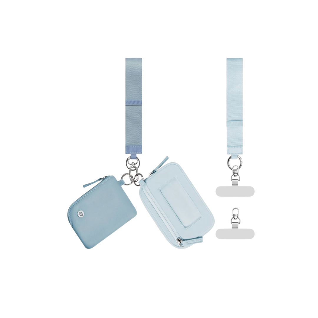 Light Blue Dual Pouch Wristlet