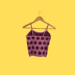 Pink Tank Top With Flowers