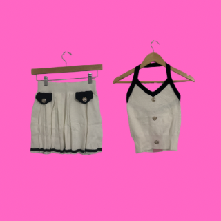 White Halter Top With Skirt