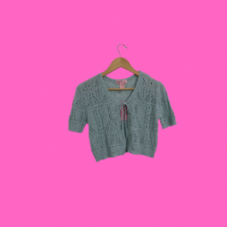 Short Sleeve Cardigan With Front Tie