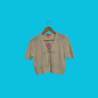 Short Sleeve Cardigan With Front Tie