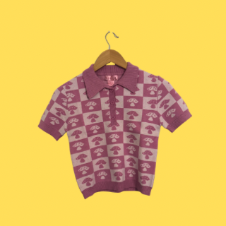 Mushroom Checker Collared Shirt
