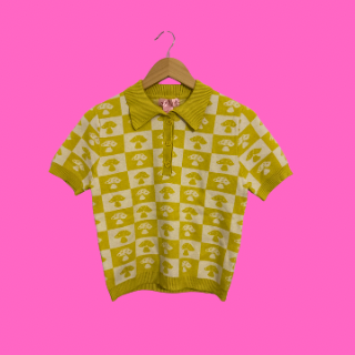 Mushroom Checker Collared Shirt